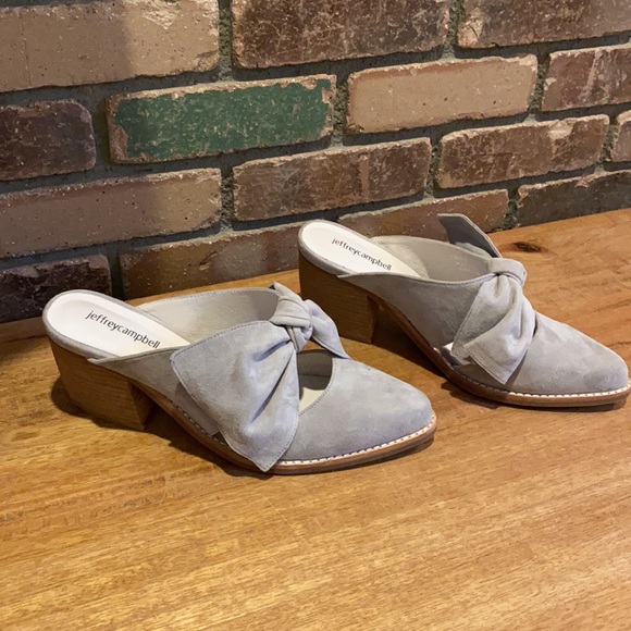 Anthropologie Gray Mules with Bow Detail - Picture 2 of 4